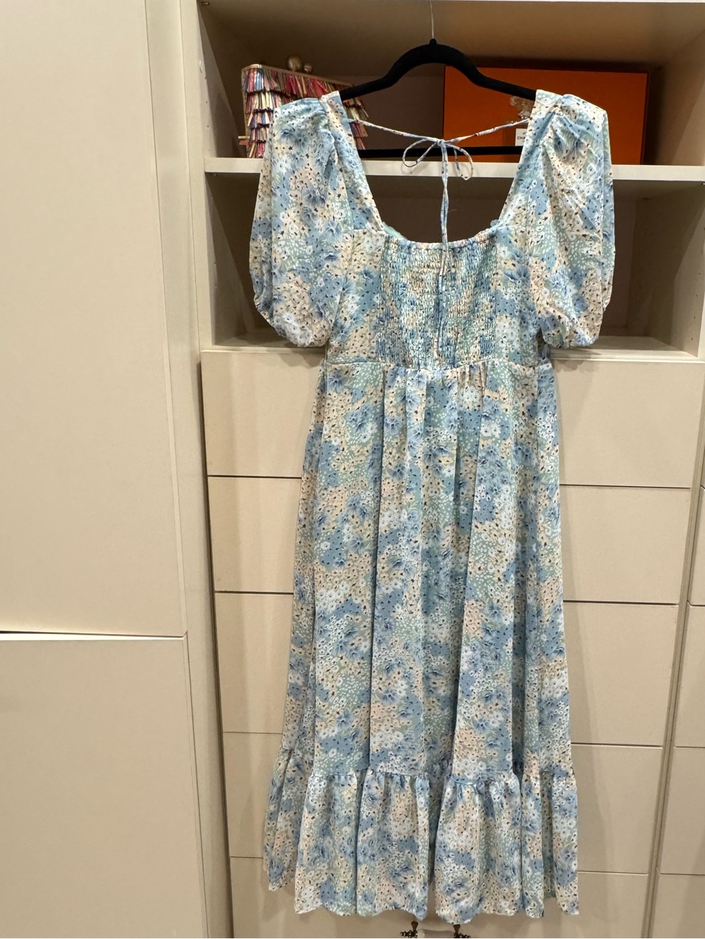 Astr Blue Floral Maxi Dress with Puff Sleeves - Picture 3 of 4